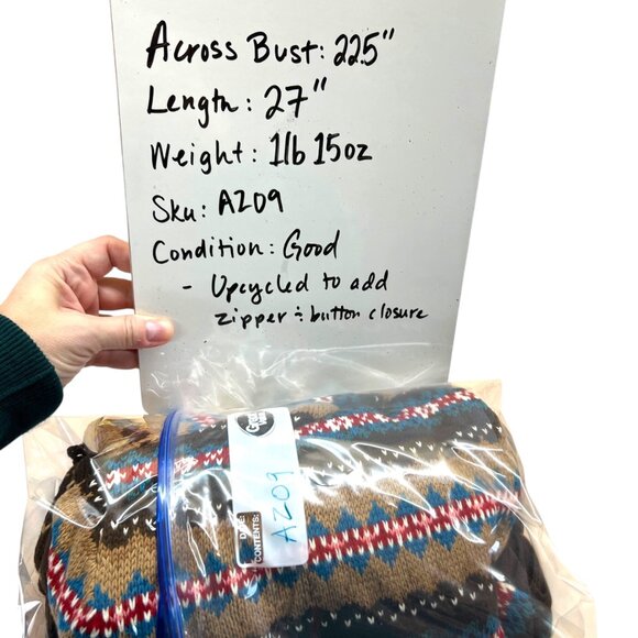 Chaps Southwest Shawl Collar Cardigan Upcycled Sweater Brown Size XL - Picture 10 of 13